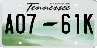 TN license plate A0761K
