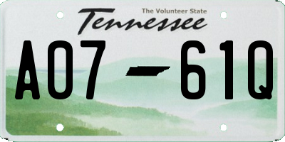 TN license plate A0761Q