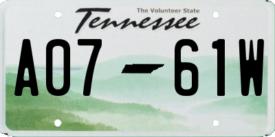 TN license plate A0761W