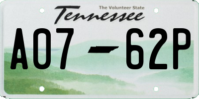 TN license plate A0762P