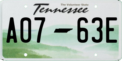 TN license plate A0763E