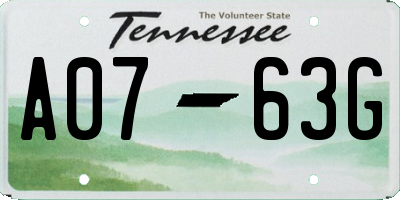 TN license plate A0763G