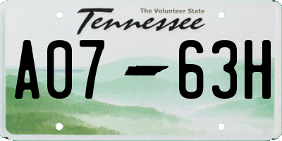 TN license plate A0763H