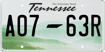 TN license plate A0763R