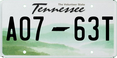 TN license plate A0763T