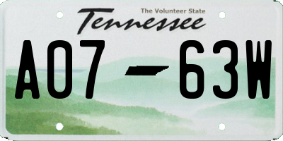 TN license plate A0763W
