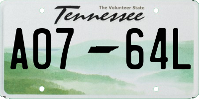 TN license plate A0764L