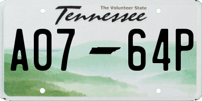 TN license plate A0764P