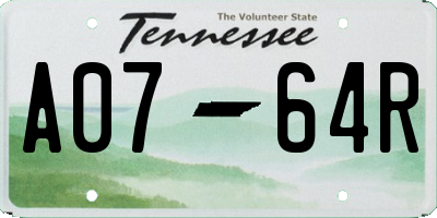 TN license plate A0764R