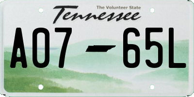 TN license plate A0765L