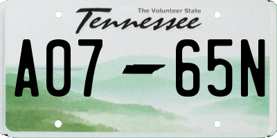 TN license plate A0765N