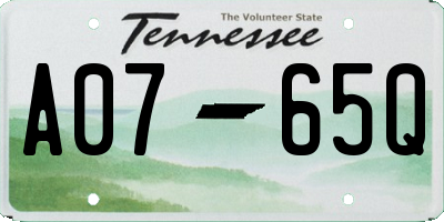 TN license plate A0765Q