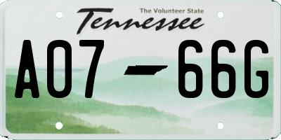 TN license plate A0766G