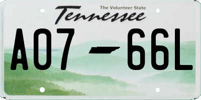 TN license plate A0766L