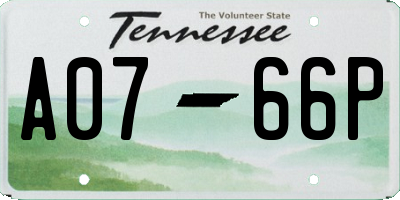 TN license plate A0766P