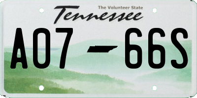 TN license plate A0766S
