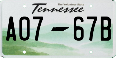 TN license plate A0767B