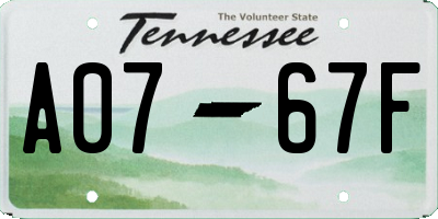TN license plate A0767F