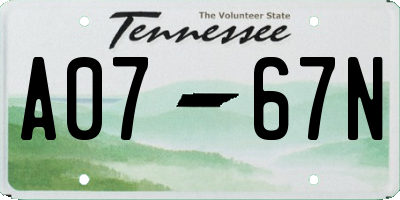 TN license plate A0767N
