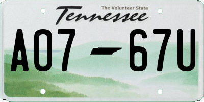 TN license plate A0767U