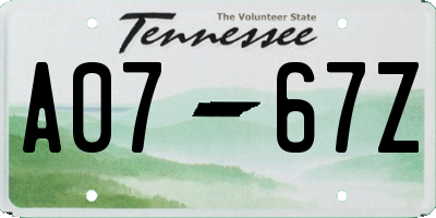 TN license plate A0767Z