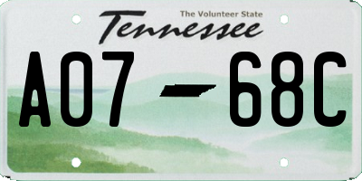 TN license plate A0768C