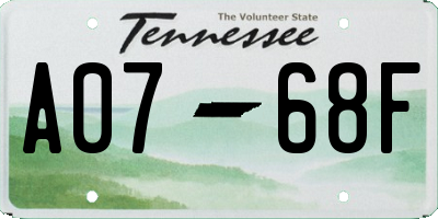 TN license plate A0768F