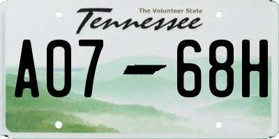 TN license plate A0768H