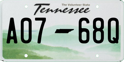 TN license plate A0768Q