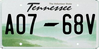 TN license plate A0768V