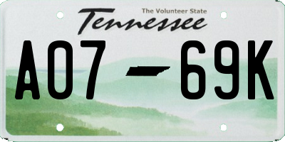 TN license plate A0769K
