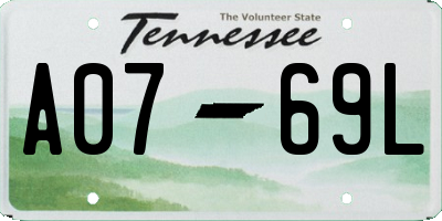 TN license plate A0769L