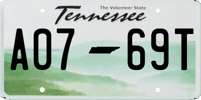 TN license plate A0769T