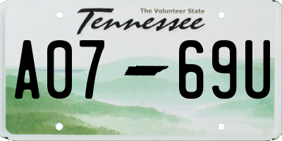 TN license plate A0769U