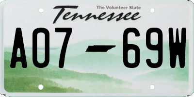 TN license plate A0769W