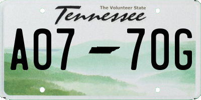 TN license plate A0770G