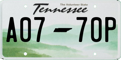 TN license plate A0770P