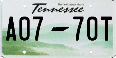 TN license plate A0770T