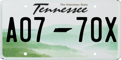 TN license plate A0770X