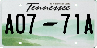 TN license plate A0771A