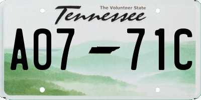 TN license plate A0771C