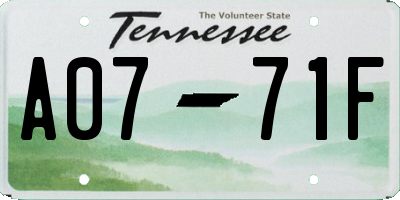 TN license plate A0771F