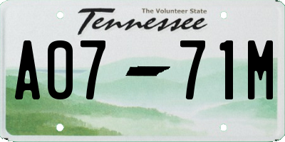 TN license plate A0771M