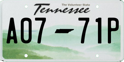 TN license plate A0771P