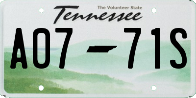 TN license plate A0771S