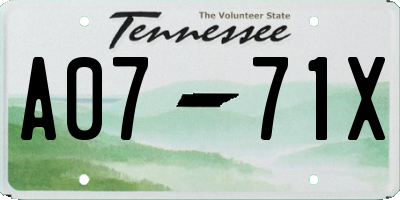 TN license plate A0771X