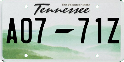 TN license plate A0771Z