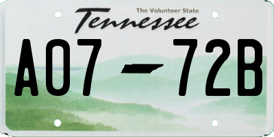 TN license plate A0772B