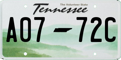 TN license plate A0772C