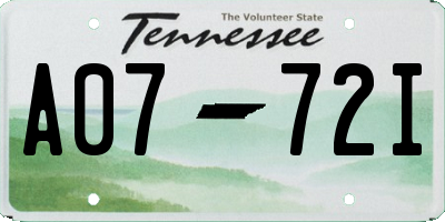 TN license plate A0772I